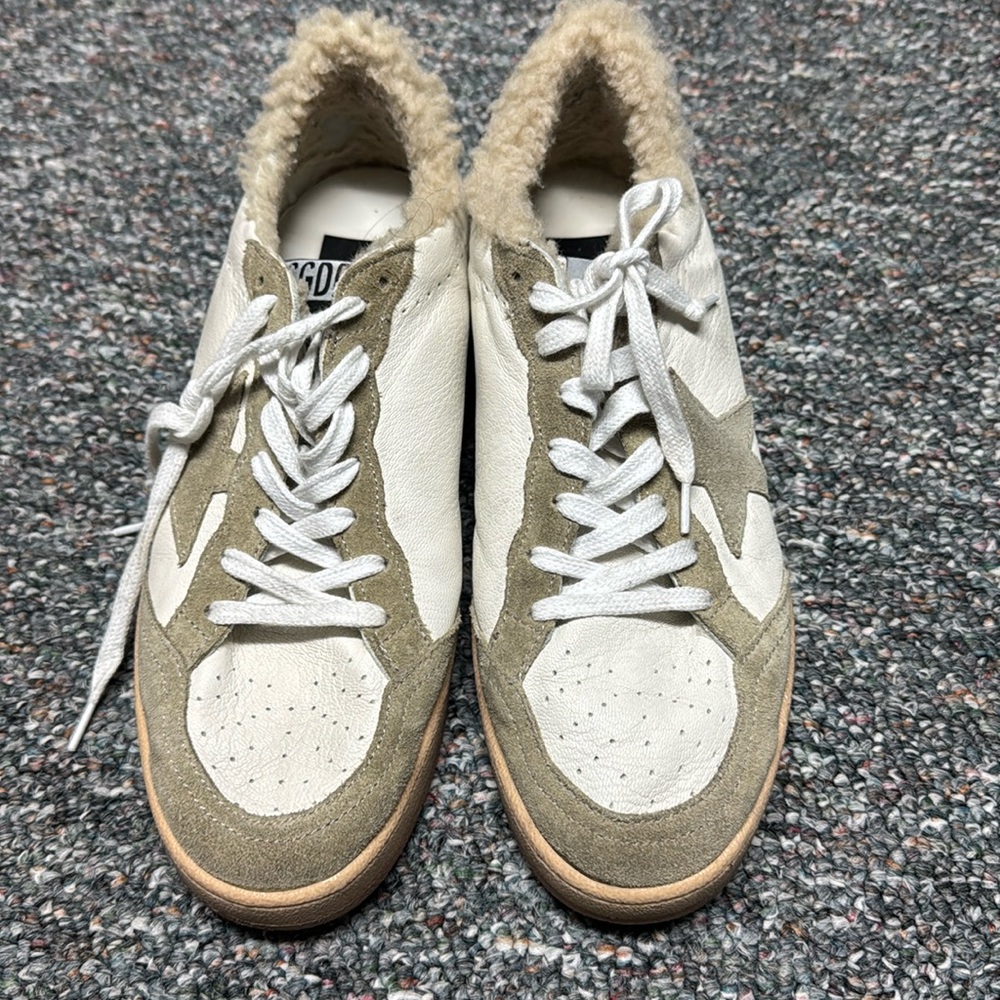 Golden goose shearling ballstar.